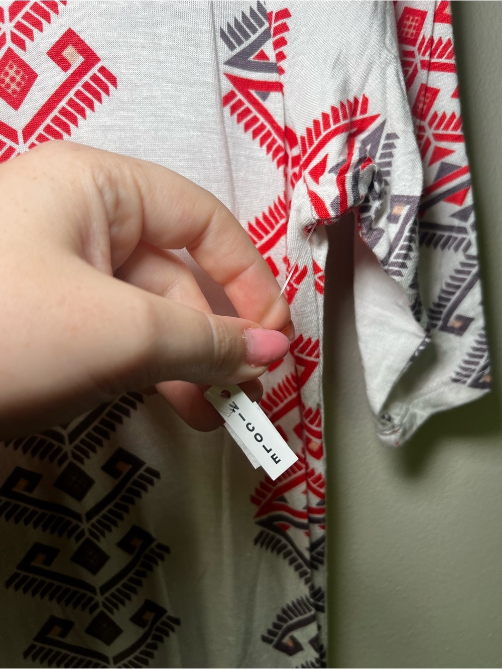 LuLaRoe White Maxi Dress with Red & Black Aztec Print - Picture 4 of 5